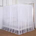 Akiky Princess Canopy Bed Curtains Set Sheer Curtain for Twin Full Queen Size Bed Drapes,8 Panels Canopies with Light,Room Décor(Twin, White)