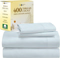 California Design Den Queen Sheet Set - 400 Thread Count Sateen, Natural 100% Cotton Bed Sheets Queen Size, Deep Pocket Cooling and Durable Bedding - Cape Stripe