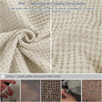 PHF 100% Cotton Waffle Weave Family Blanket,Oversized King Size 120"x 120"-Pre-Washed Snag Proof Lightweight Breathable Moisture-Wicking, 10'x 10' Huge Extra Large Big,Home Decoration Gift-Linen