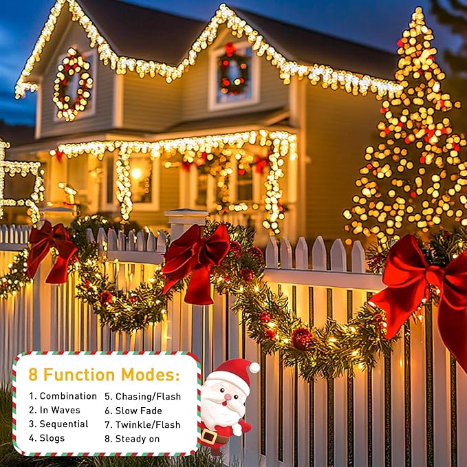 JMEXSUSS 1000LED Green Wire String Lights Warm White