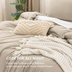 Litanika Oversized King Comforters Khaki Super King Size, 3 Pieces Lightweight Solid Bedding Comforter Set, All Season Fluffy Bed Set (120x120In Comforter & 2 Pillowcases)