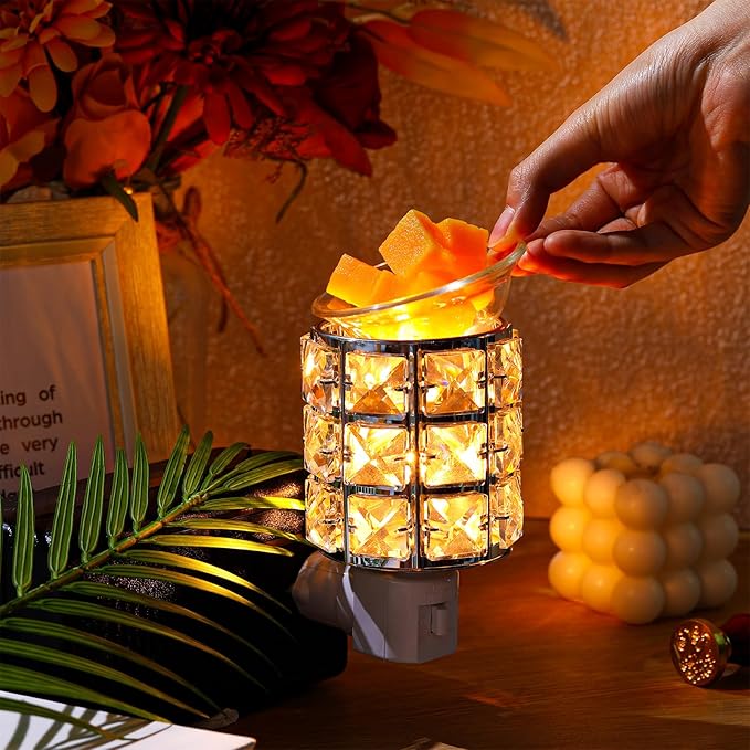 4 Pcs Wall Plug in Wax Warmer Crystal Fragrance Warmer Decorative Pluggable Wax Burner for Scented Wax Electric Wax Melt Plug in for Home Office, Spa, Bedroom, Kitchen, Bathroom