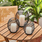 OLEEK Outdoor Candle Holder Decor Set - Black Candle Holder - Candles Holders for Table Centerpiece - Hurricane Candles Holder for Pillar Candles Cage Candle Holders Black Wire Decorative