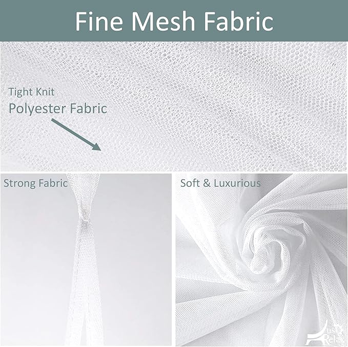 Just Relax Decorative Elegant Bed Net Canopy Set Including Full Hanging Kit, Ideal for Indoors or Outdoors, Intended for a for Covering Beds, Cribs, Hammocks (White, Queen/King)