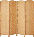 6 ft. Tall-Extra Wide-Diamond Weave Fiber Room Divider - Light Beige - 4 Panel