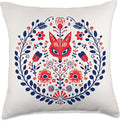 Traditional Scandinavian Folk Pattern Throw Pillow