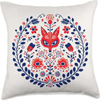 Traditional Scandinavian Folk Pattern Throw Pillow