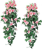 RECUTMS 2PCS Artificial Hanging Flower 3.3Ft Fake Garland for Home Room Garden Wedding Indoor Outdoor Decoration (Champagne)