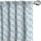 Ambesonne Animal Cartoon 2 Panel Curtain Set, Happy Smiling Pattern with Dots Animal, Lightweight Window Treatment Living Room Bedroom Decor, Pair of - 28" x 63", Pale Blue Sky Blue White