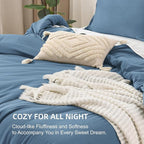 Litanika Comforters California King Size Ocean Blue, 3 Pieces Lightweight Solid Bedding Set & Collections, All Season Fluffy Bed Set (104x96 Inches Comforter & 2 Pillowcases)