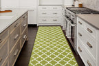 Custom Size Moroccan Trellis Runner Rug Mat for Wide Hallway Entryway Kitchen Laundry Room with Slip Resistant Latex Rubber Backing, Trellis Green, 31 inch X 12 feet