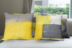 Ambesonne Modern Throw Pillow Cushion Case Pack of 4, Abstract Grunge Themed Geometric Squares with Paintbrush Stroke Effect Ornament, Modern Accent Double-Sided Digital Printing, 16", Yellow Grey