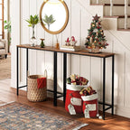 HOOBRO Narrow Console Table, 29.5" Small Entryway Table, Thin Sofa Side Display Table, for Hallway, Bedroom, Living Room, Foyer, Rustic Brown and Black BF75XG01