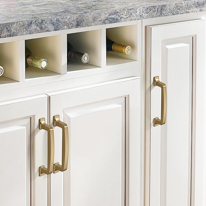 khtumeware 10 Pack Cabinet Handles - 3-3/4 Inch Champagne Bronze Drawer Pulls, Warm Brass Kitchen Cabinet Hardware
