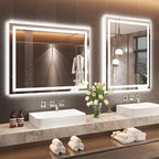 30"X36" LED Bathroom Mirror with Front Lights and Backlit, Anti-Fog, Dimmable, Shatter-Proof Tempered Glass, Lighted Bathroom Vanity Mirror for Wall with 3 Colors, Memory Function