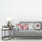 Ambesonne Floral Throw Pillow Cushion Case Pack of 4, Flower Petals Modern Color Palette Chamomile Peony Dahlia and Sunflower Print, Modern Accent Double-Sided Digital Printing, 16", Dark Coral Grey