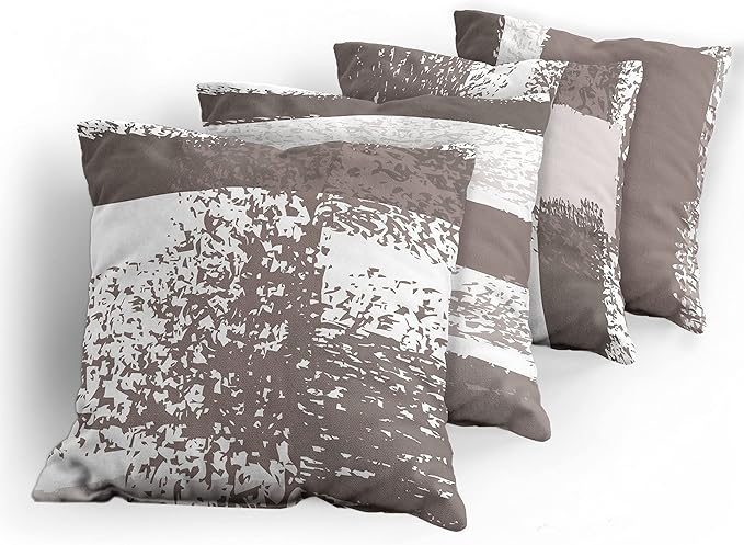 Ambesonne Grunge Throw Pillow Cushion Case Pack of 4, Abstract Design Simplistic Minimal Stripes Brushstrokes Contemporary, Modern Accent Double-Sided Digital Printing, 20", Taupe Grey and Dimgray