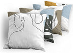 Ambesonne Minimal Throw Pillow Cushion Case Pack of 4, Modern Line Art Woman Portrait with Contemporary Leafy Geometric Details, Modern Accent Double-Sided Digital Printing, 20", Baby Blue Taupe Amber
