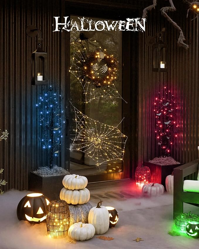 Homemory 2 Pack Color Changing Fairy Lights Battery Operated, 20Ft 60LEDs RGB Fairy String Twinkle Lights with Remote, Waterproof Silver Wire for Halloween Decor-13 Colors