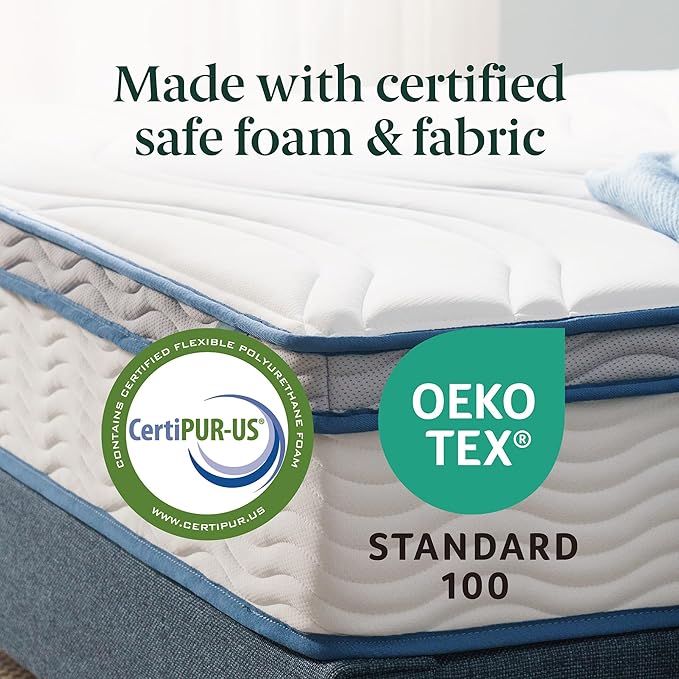ZINUS 6 Inch Spring Sensation Hybrid Mattress [New Version], Full, Fiberglass Free, Medium Firmness, Durable Support, Certified Safe Foams & Fabric, Mattress in A Box
