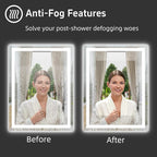 32"x 24" LED Bathroom Mirror with Lights, Dimmable, Double Lights, Backlit + Front Lit, 3 Colors Led Mirror for Bathroom, Lighted Bathroom Vanity Mirror, Tempered Glass(Horizontal/Vertical)