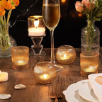 30pcs Assorted Ribbed Gold Votive Candle Holders, Gold Candle Holders for Wedding Table Centerpiece, Tea Light Candle Holder for Bridal Shower, Halloween, Christmas, Brithday and Holiday Decorations