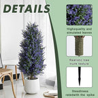 MGWILL 3FT Artificial Lavender Topiary Tree, Set of 2 Artificial Shrubs Fake Bushes with Spike, Faux Lavender Plants for Porch, Artificial Plants for Outdoor Planters Indoor UV Resistant