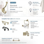 Amerock H55465BBZ | Adare Double Prong Decorative Wall Hook | Golden Champagne Hook for Coats, Hats, Backpacks, Bags | Hooks for Bathroom, Bedroom, Closet, Entryway, Laundry Room, Office (5-1/2 inch)