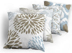 Ambesonne Vintage Throw Pillow Cushion Case Pack of 4, Bohemian Ornamental Leaves Dahlia Pattern Geometric Art Curlicue Motif, Modern Accent Double-Sided Digital Printing, 18", Blue Grey and Cocoa