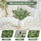 5 PCS 18 Inch Olive Tree Branches Greenery Stems Artificial Plants Faux Olive Branch for Vase Realistic Green Stem Home Decor Indoor