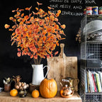 6pcs Artificial Fall Eucalyptus Leaves Stems 30" Faux Fall Leaf Fall Branches Autumn Decorations for Home Fall Floral Arrangements Farmhouse Table Centerpiece Decor