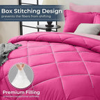 HEVUMYI Hot Pink & Baby Pink Twin Comforter Set - 5-Piece All Season Bed in a Bag Twin, Ultra Soft Bedding Set with Comforter, Flat Sheet, Fitted Sheet, Pillowcases, Pillow Shams