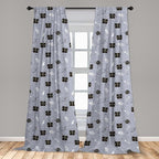 Ambesonne Outer Space Window Curtains, Astronaut Cats Exploring The Universe on Dotted Background, Lightweight Decor 2-Panel Set with Rod Pocket, Pair of - 28" x 84", Purple Grey