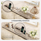 SUPERJARE 70 Inch Console Table with Outlets and USB-C Port, Extra Long Behind Couch Sofa Table with X-Shaped Design, Narrow for Entryway, Living Room, Metal Frame, Wooden Top, Grey Oak