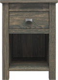 Ameriwood Home Farmington Country Style Nightstand with Barn Door Design, Concealed Drawer and Open Cubby, Weathered Oak