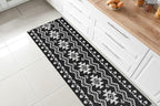 Custom Length Cut to Size Tribal Ethnic Southwestern Inspired Hallway Runner Rug, Non Slip Rubber Backed, 31 inch Wide X Customized Length, Aztec Black, 31 inch X 3 feet, Doormat Size