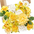 Alecono Artificial Flowers, Yellow Fake Spring Flowers Combo Box with Stems for DIY Wedding Cake, Party Table Centerpieces Home Decor