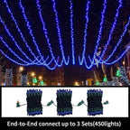 LAMPHOME Super-Bright Extendable Blue Christmas Lights Decoration 300Lights 63.8ft(2pk of 150L) UL Certified Mini Bulb String Lights Set for Outdoor Christmas Tree Garden Holiday Party Patio Decor