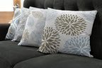 Ambesonne Vintage Throw Pillow Cushion Case Pack of 4, Bohemian Ornamental Leaves Dahlia Pattern Geometric Art Curlicue Motif, Modern Accent Double-Sided Digital Printing, 18", Blue Grey and Cocoa