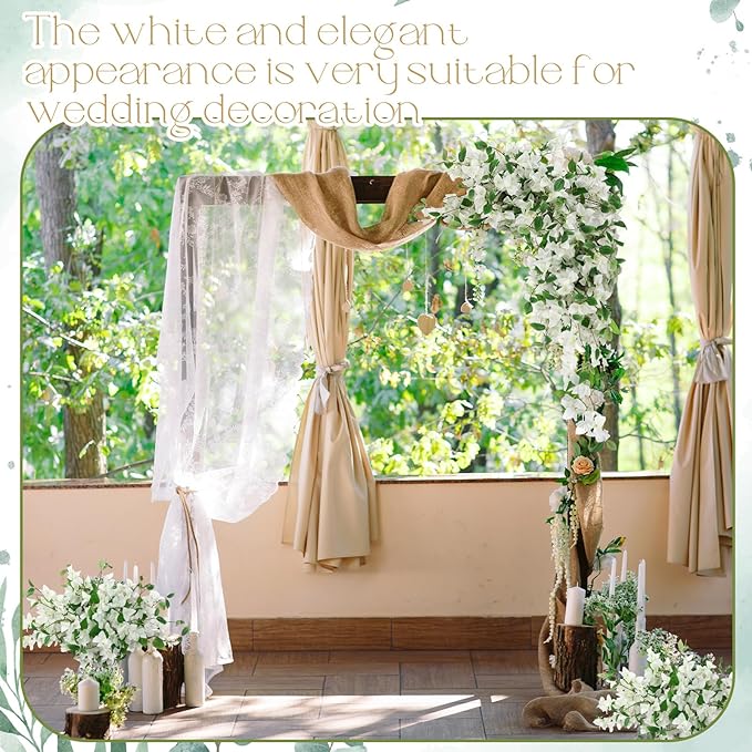 30 Pcs Artificial Faux Bougainvillea Fake Flower Silk Bougainvillea Branches UV Resistant Outdoor Indoor Decoration for Wedding Home Centerpieces Outside Decor (White)