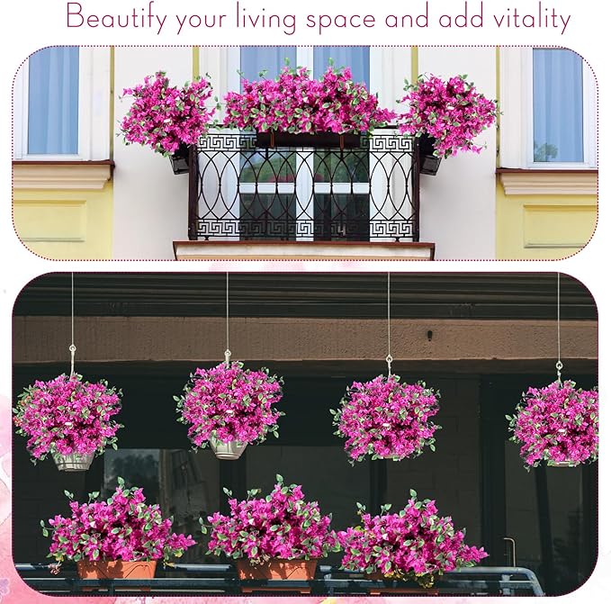 60 Pcs Artificial Faux Bougainvillea Fake Flower Silk Bougainvillea Branches UV Resistant Outdoor Indoor Decoration for Wedding Home Centerpieces Outside Decor (Rose Purple)