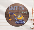Custom Excavators 3D Wooden Nursery Name Sign, Personalized Construction Baby Name Sign, Crib Decor for Baby Shower, Birthday Gifts for Baby Boys Girls, Baby Room Door Hanger