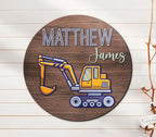 Custom Excavators 3D Wooden Nursery Name Sign, Personalized Construction Baby Name Sign, Crib Decor for Baby Shower, Birthday Gifts for Baby Boys Girls, Baby Room Door Hanger