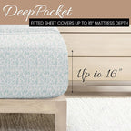 Linen Market Double-Brushed Patterned Microfiber Queen Sheet Set 4 Piece – Oeko-TEX Certified Ultra Soft & Wrinkle-Free - 16" Deep Pocket Sheets - Easy Care Queen Size - Burst of Vines Light Blue