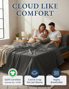 LANE LINEN 100% Organic Cotton California King Sheets Set, Fully Elasticized Reinforsed Seams in Fitted Pocket, Machine Washable All Season Cal King Sheet Deep Pocket Bedding-Charcoal