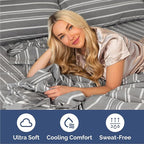 Queen Size 4 Piece Sheet Set - Comfy Breathable & Cooling Bed Sheets Set - Hotel Luxury Bedding for Women, Men, Kids, Teens, Boys & Girls - Deep Pockets, Soft, Wrinkle Free - Oeko-Tex - Grey Stripes 3