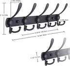 Dseap Coat Rack Wall Mounted - 5 Tri Hooks, Heavy Duty, Stainless Steel, Metal Coat Hook Rail for Coat Hat Towel Purse Robes Mudroom Bathroom Entryway (Blue, Pack of 2)