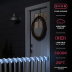 UltraPro LED Rope Lights, 25ft Classic Clear Rope, Cool White Light 5000K, Indoor/Outdoor, Flexible, Linkable, Durable, Outdoor, 54843 (Pack of 6)