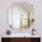20"x30" Brushed French Gold Mirror for Wall, Gold Rounded Rectangle Mirror with Metal Frame Hanging for Bathroom Entryway Vanity,Living Room,Bedroom,Vertical or Horizontal