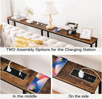 HOOBRO 78.7" Narrow Console Table with Charging Station, 5.9" Sofa Table with 2 Power Outlets and USB Ports, Long Entryway Tables Behind Couch Table, for Hallway, Living Room, Rustic Brown BF205UXG01